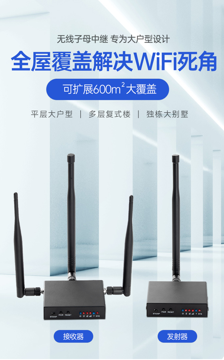 北京全屋覆蓋無死角】無線WiFi子母中繼WIFI門鈴WIFI攝像頭中繼大戶型復(fù)式別墅可穿上下樓